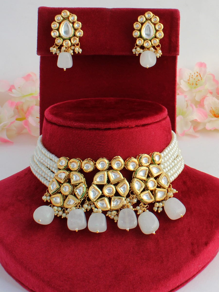 Kundan Choker Necklace Set - Image 5