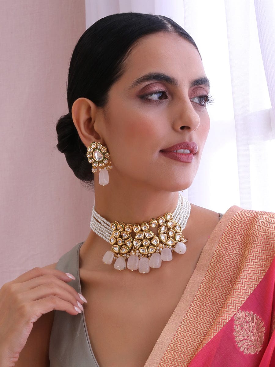 Kundan Choker Necklace Set - Image 2