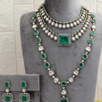 Highly Finished Uncut Polki Victorian Necklace, Victorian CZ Choker Necklace