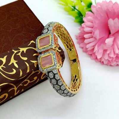 Pair of moissanite victorian dualtone bracelet