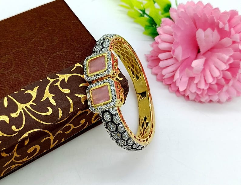 Pair of moissanite victorian dualtone bracelet