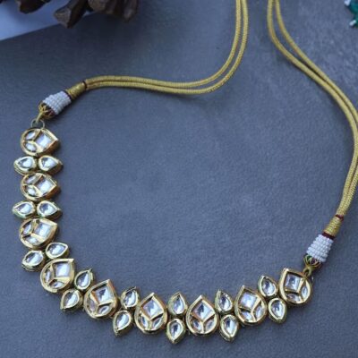 Two-Tone Finish Kundan Polki & Crystal Necklace Set