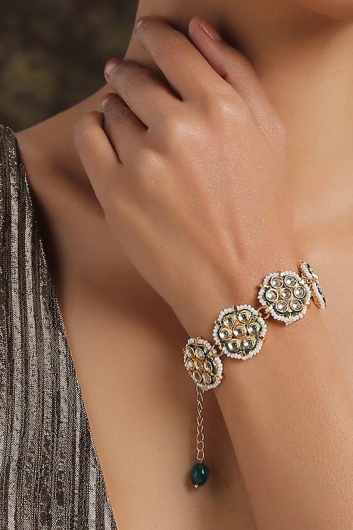 Flower Kundan Bracelet - Image 3