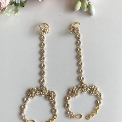 Kundan Pearl Hathphool (Set Of 2)