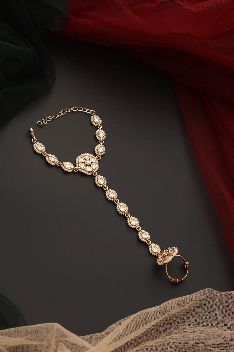Kundan Pearl Hathphool (Set Of 2)