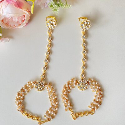Kundan Pearl Hathphool (Set Of 2)