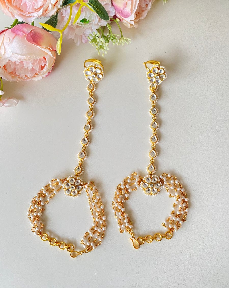 Kundan Pearl Hathphool (Set Of 2)