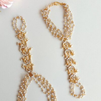 Kundan Pearl Hathphool (Set Of 2)