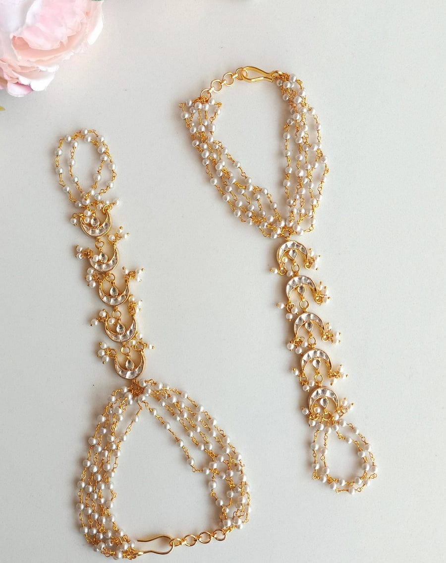 Kundan Pearl Hathphool (Set Of 2)