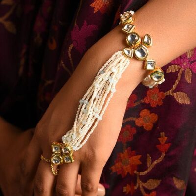 Kundan Pearl Hathphool (Set Of 2)