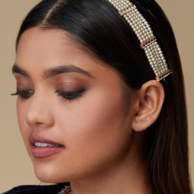 Exclusive Studded Gold Plated Headband With Enamel Work Traditional Bridal Matha Patti