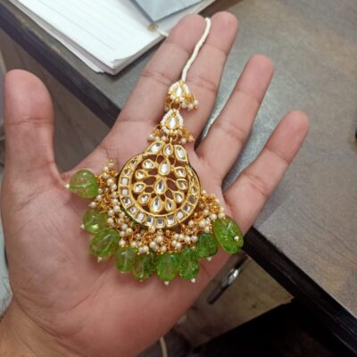 Gold Plated Kundan Polki Maangtika