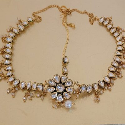 Exclusive Studded Gold Plated Headband With Enamel Work Traditional Bridal Matha Patti