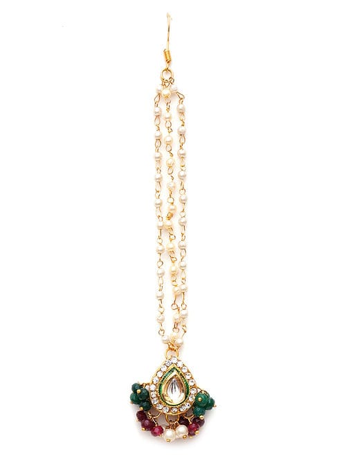 Gold Plated Kundan Polki Maangtika - Image 4