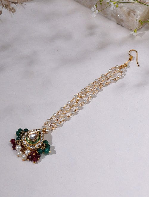 Gold Plated Kundan Polki Maangtika