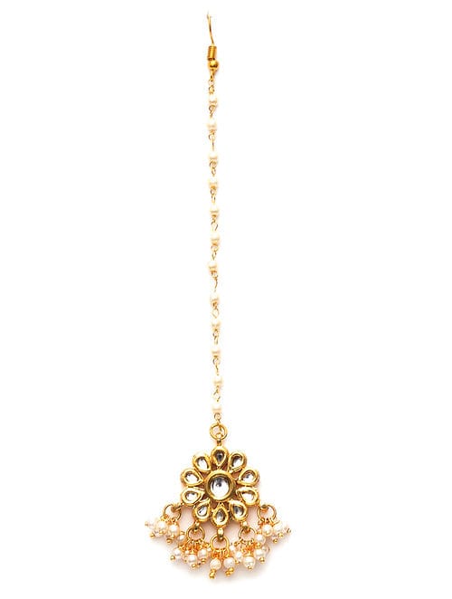 Gold Plated Kundan Polki Mangtika - Image 4