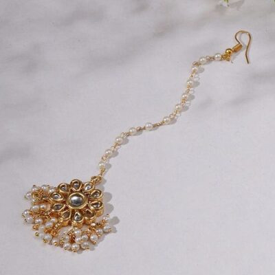Gold Plated Kundan Polki Mangtika