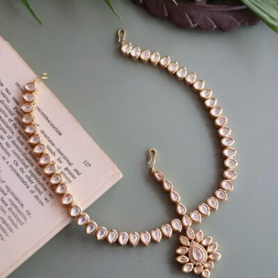 Exclusive Studded Gold Plated Headband With Enamel Work Traditional Bridal Matha Patti
