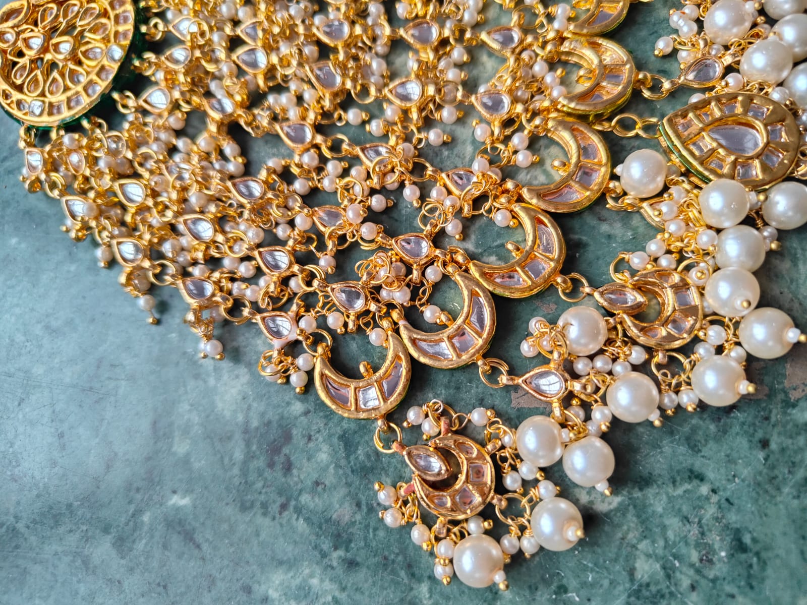 Gold Plated Kundan Passa Bridal Jhoomar Jewellery - Image 2