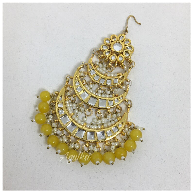 Gold Plated Kundan Passa Bridal Jhoomar Jewellery - Image 5