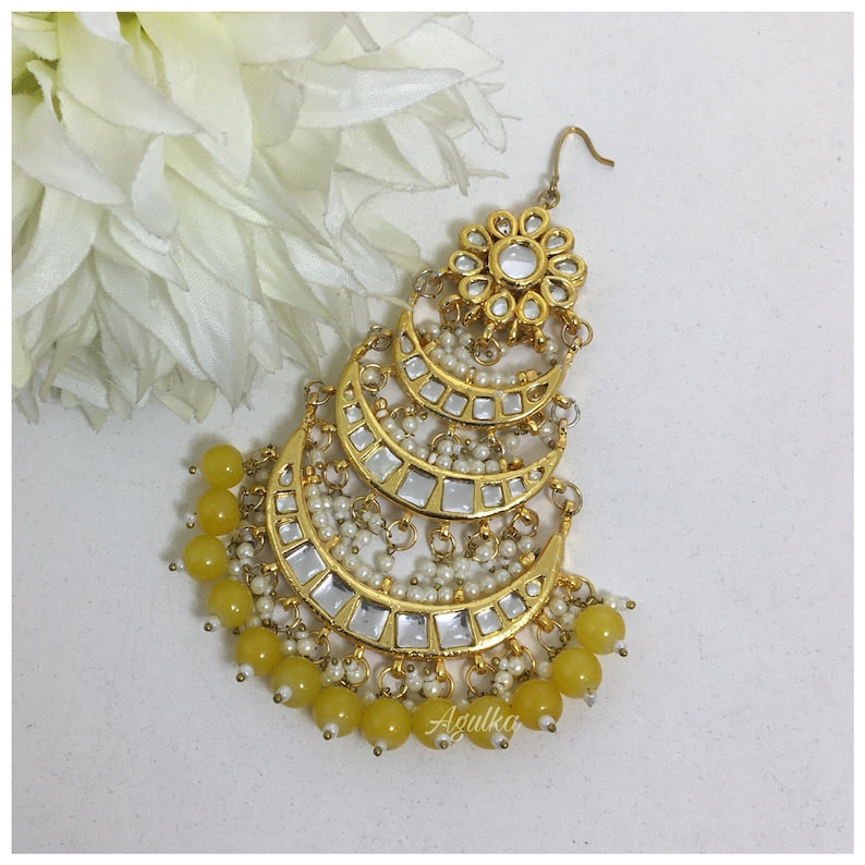 Gold Plated Kundan Passa Bridal Jhoomar Jewellery - Image 6