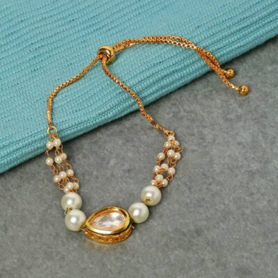 White Gold Tone Kundan Braclet