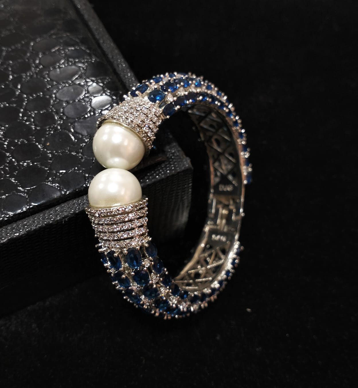 Two Tone Plated Zircon & Quartz Bangle