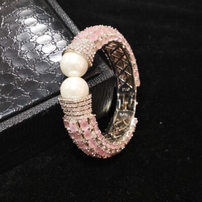 Two Tone Plated Zircon & Quartz Bangle