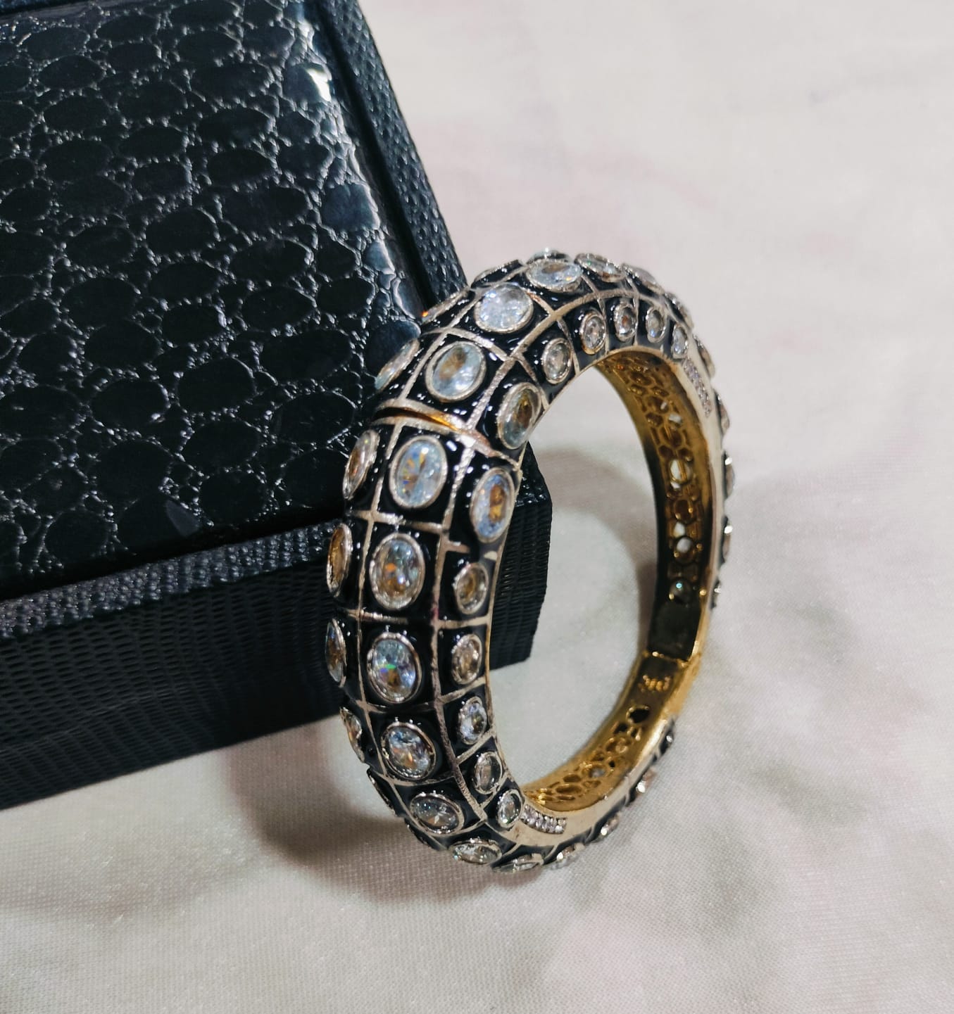 Pair of moissanite victorian dualtone bracelet