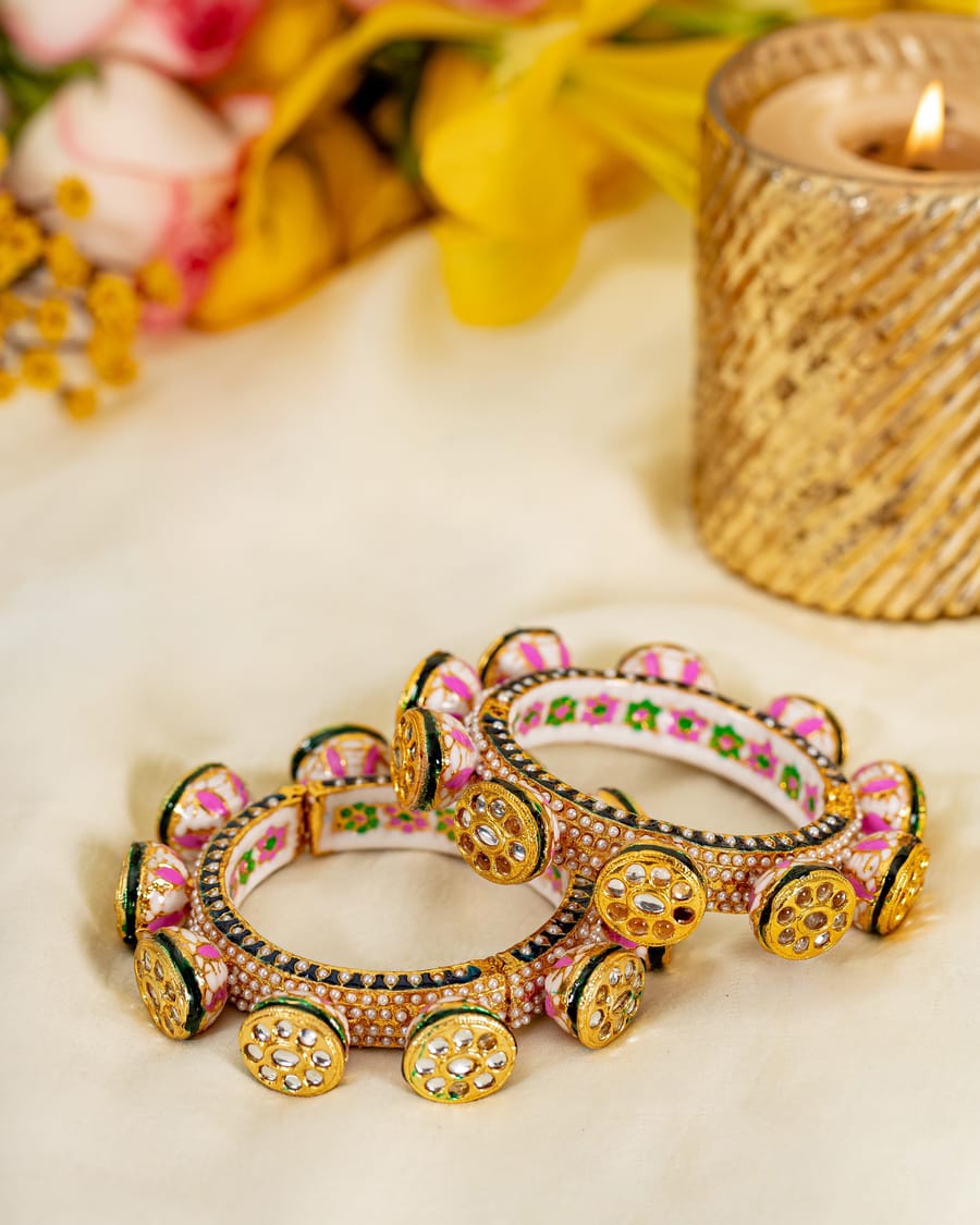 Brass Kundan Designer Meenakari Bangles