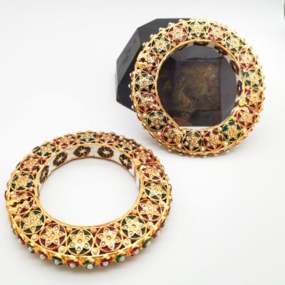 Brass Kundan Designer Meenakari Bangles