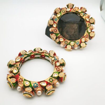 Brass Kundan Designer Meenakari Bangles