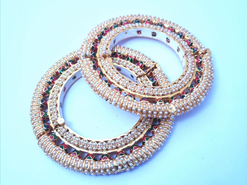Gold Plated Jadau Kundan Polki Bangles