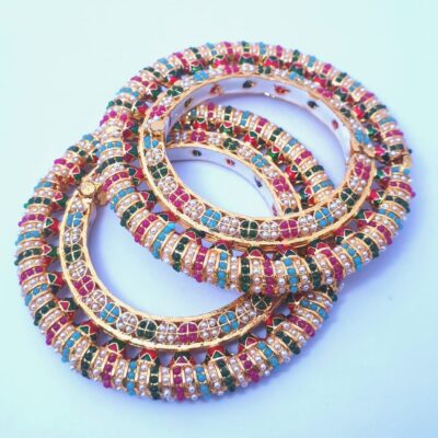 Brass Kundan Designer Meenakari Bangles