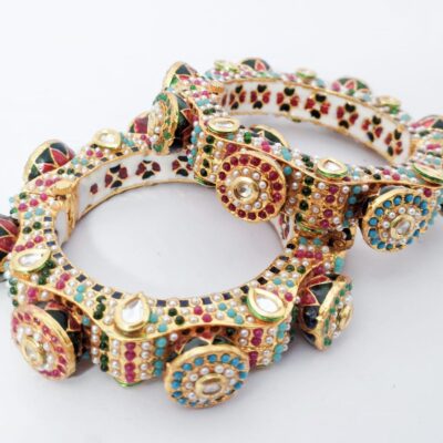 Gold Plated Jadau Kundan Polki Bangles
