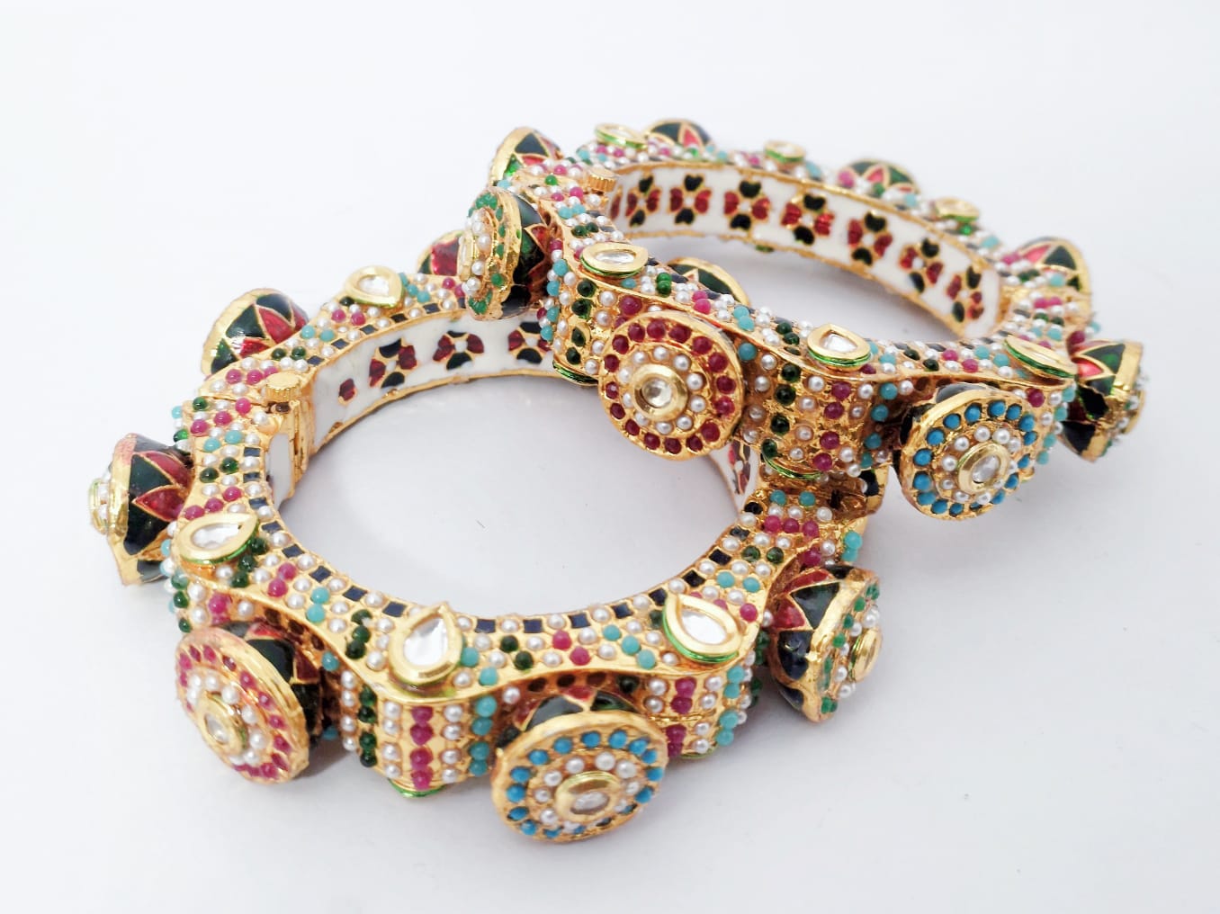 Gold Plated Jadau Kundan Polki Bangles
