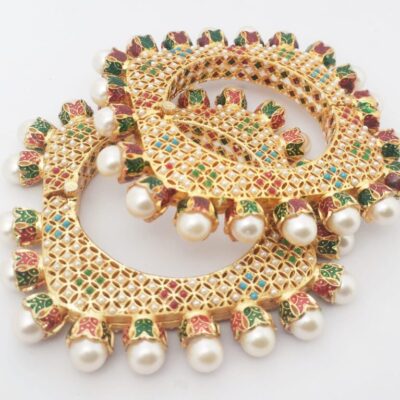 Gold Plated Jadau Kundan Polki Bangles