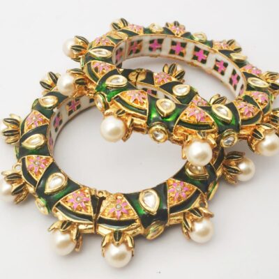 Gold Plated Jadau Kundan Polki Bangles