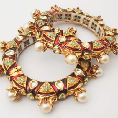 Gold Plated Jadau Kundan Polki Bangles
