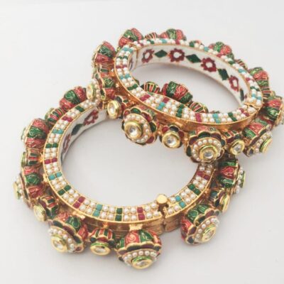 Gold Plated Jadau Kundan Polki Bangles