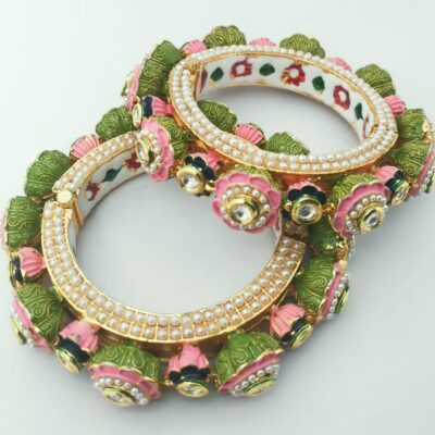 Gold Plated Jadau Kundan Polki Bangles