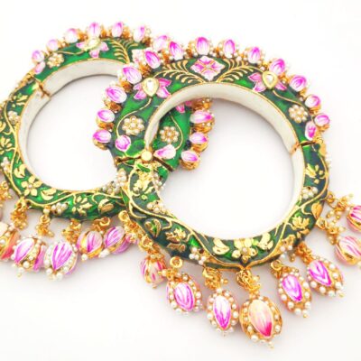 Brass Kundan Designer Meenakari Bangles