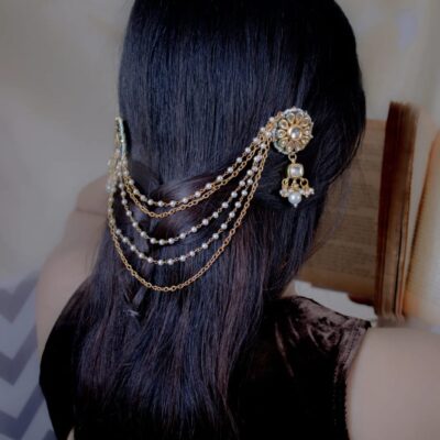 Delicate Pearl & Kundan Ear chain (Set Of 1)