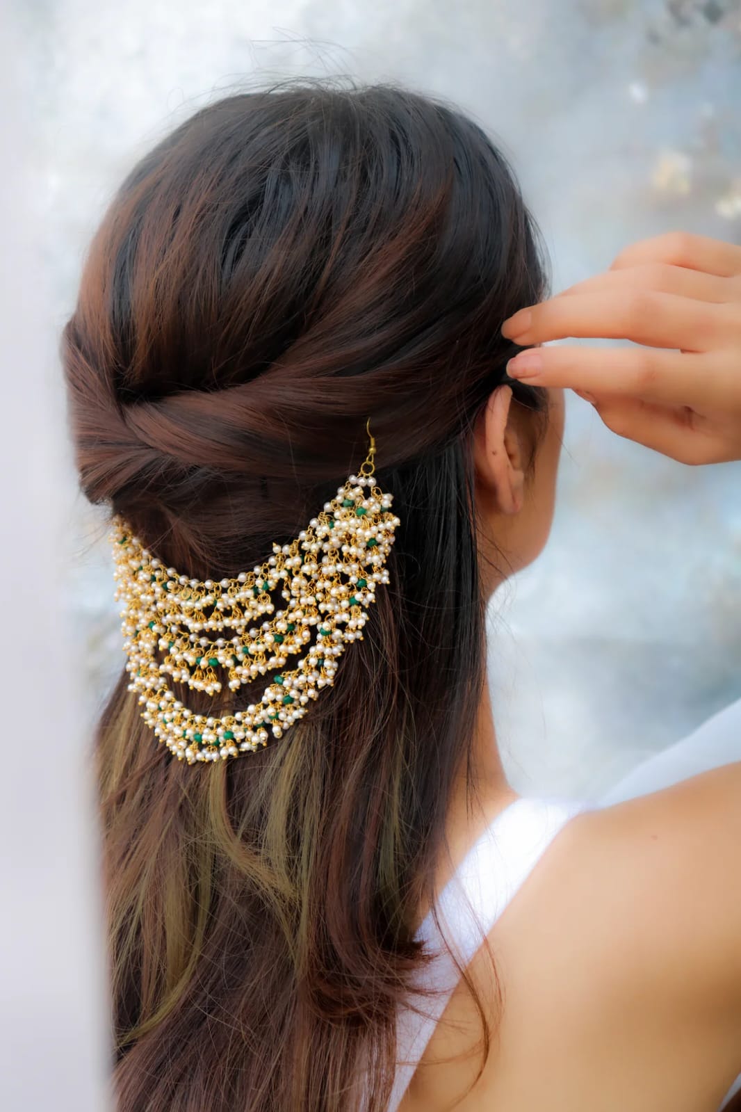 Delicate Pearl Ear chain (Pack Of 1) - Image 3