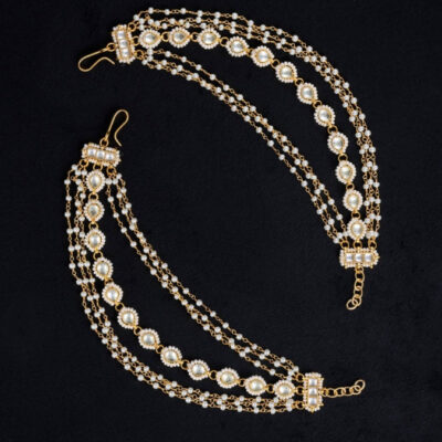 Delicate Pearl & Kundan Ear Chain