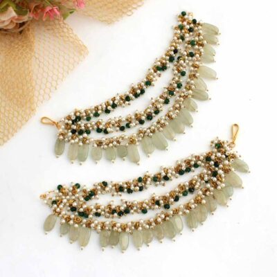 Delicate Pearl & Kundan Ear Chain