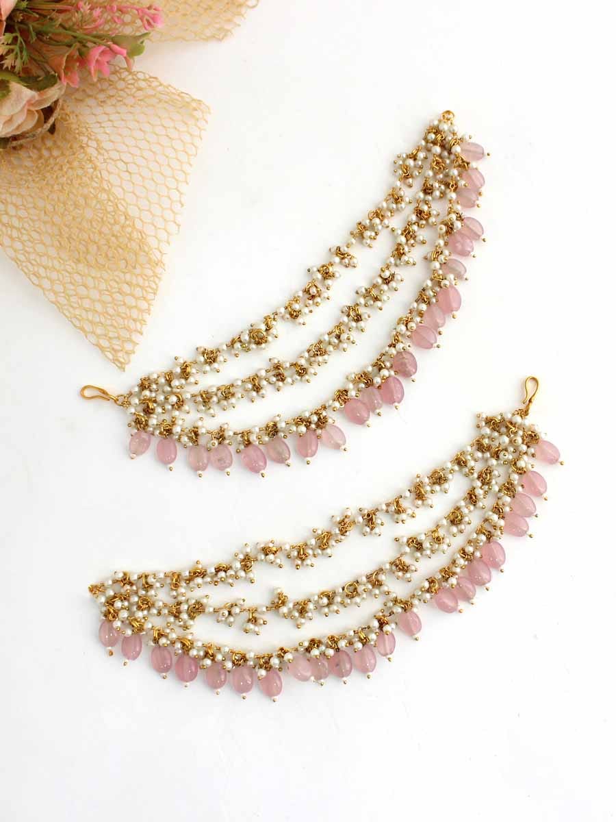 Delicate Pearl & Kundan Ear chain