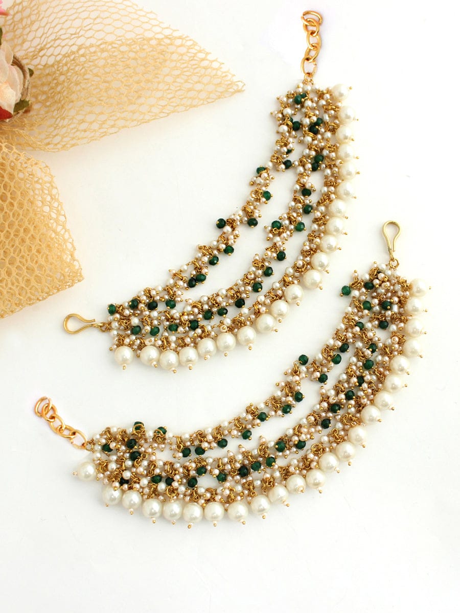 Delicate Pearl & Kundan Ear Chain