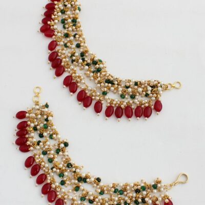 Delicate Pearl & Kundan Ear Chain