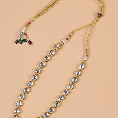 Transparent Single Layered Kundan And Pearl Mala